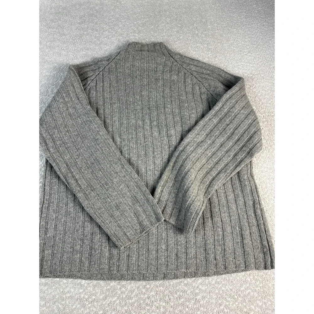 J.Crew Sweater‎ Mens XL Gray 100% Wool Mock Neck Chunky Rib Knit Pullover Warm